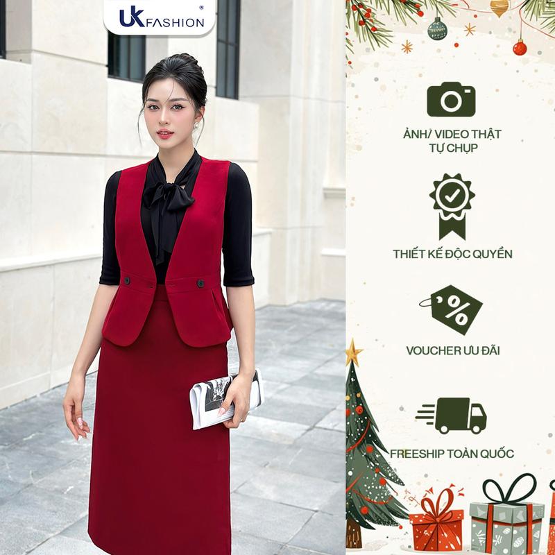 Áo Gile Peplum 2 Cúc UK Fashion Công Sở Nữ Thanh Lịch Sang Trọng Vải Mềm Mịn UKAK2407005