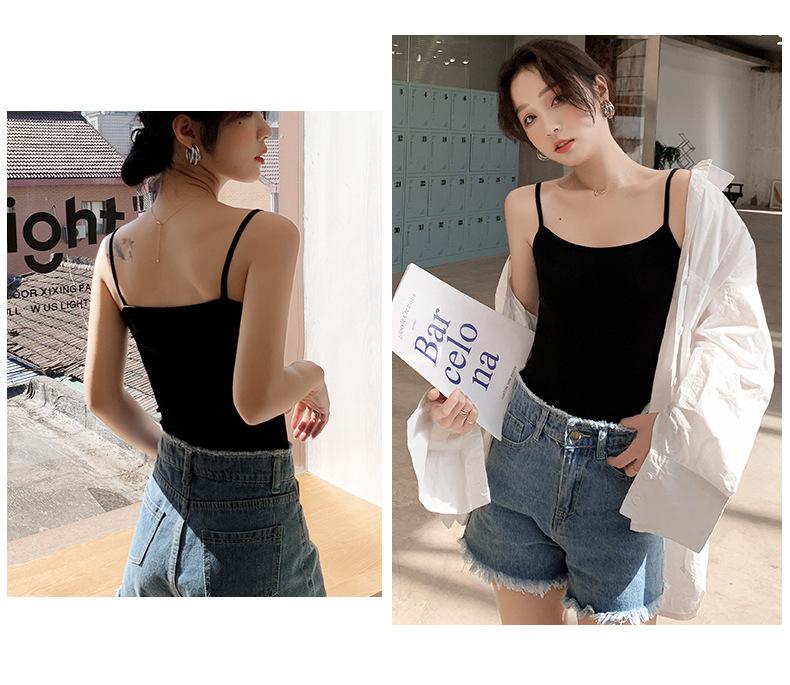 Product Introduction of Black and white modal base small suspender vest for women with beautiful backs, summer sexy and fashionable design, women's new solid color, versatile 10