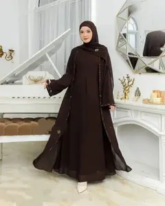 Mahreen abaya turkey viral terbaru 2025 bahan ceruty babydoll full puring payet abaya putih mewah