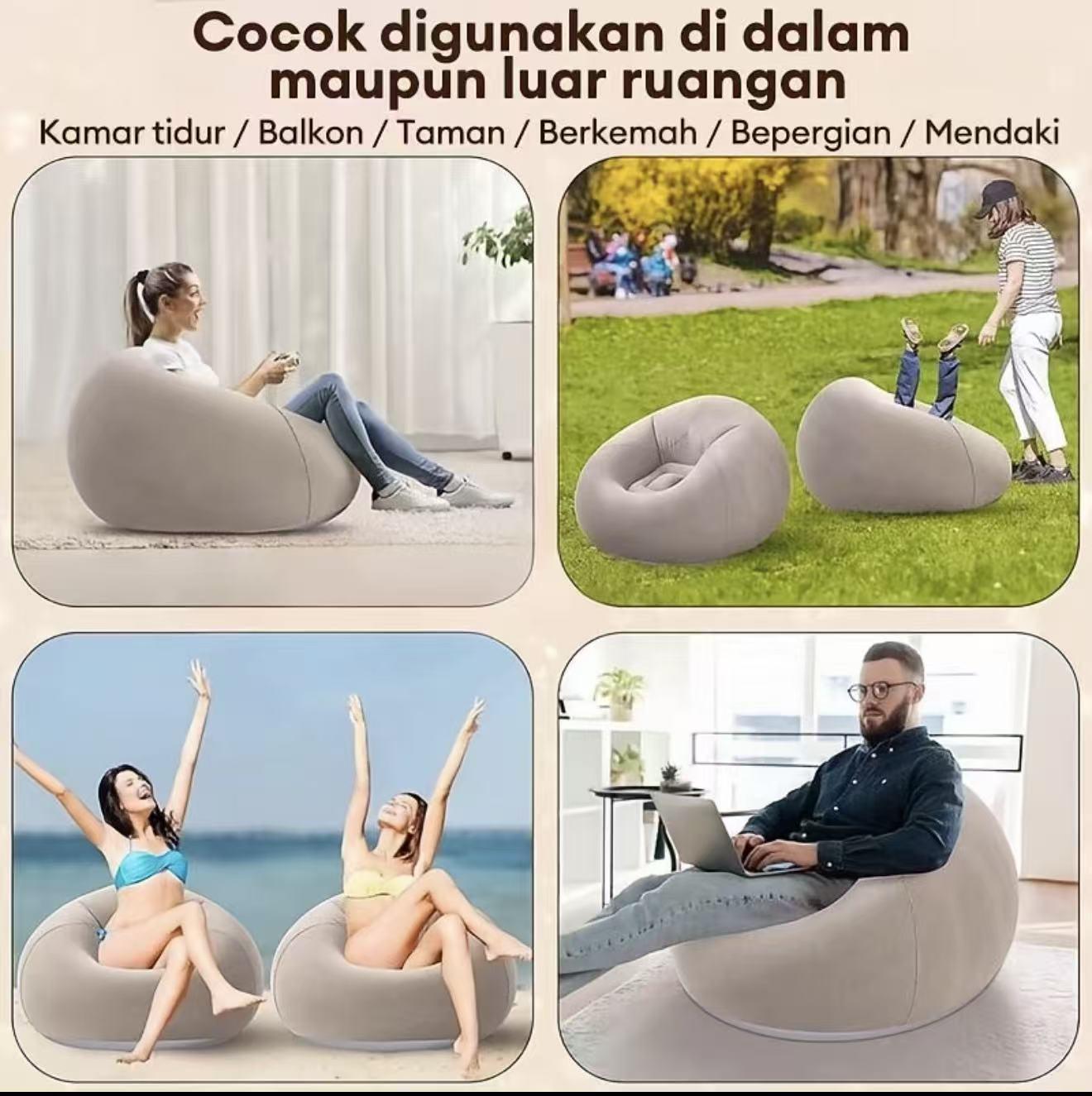 Cutebaby Bag Dewasa Single Sofa Minimalis Sofa Millenial Bean Bag Portabel Sofa Empuk Ultra Bentuk Bulat Untuk Kamar Asrama Luar Ruangan Furniture Sofa tiup Pompa Gratis