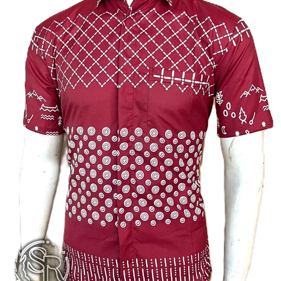 Kemeja Batik Gie Hem Pendek Casual Formal Modern Stylist Katun Lembut Halus Nyaman Kantoran Resmi Non Formal Santai Pria Baju Coklat Motif Kerja Maroon Panjang Hitam Slimfit Merah Navy