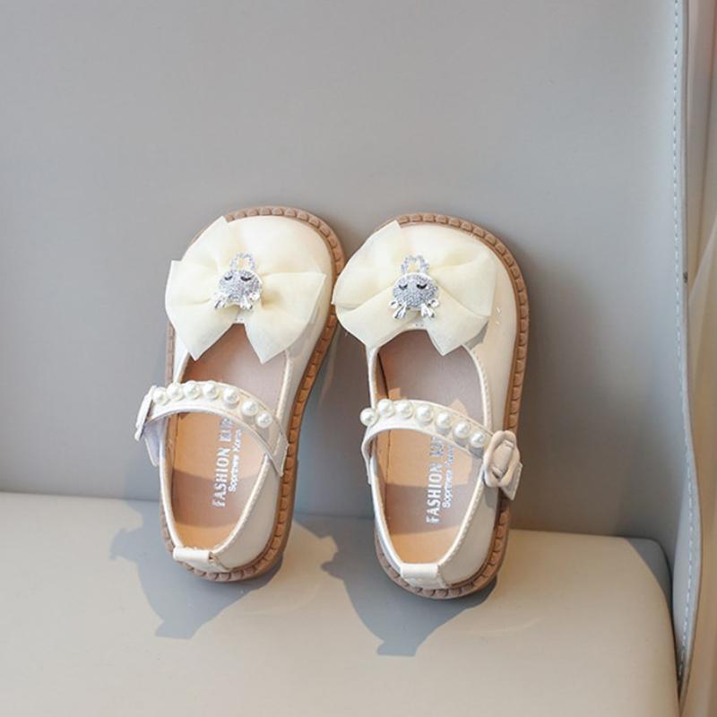 Product Introduction of Summer Versatile Children Leather Shoes for Girls Bow Tie Decor Solid Kids Flats PU Leather Durable Toddler Shoes 3-6Y 19