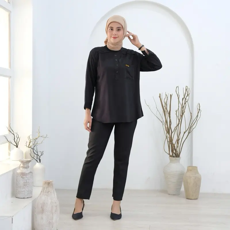 KAMILA Blouse Rayon Twill Lengan 7/8 Atasan Wanita Nyaman 8