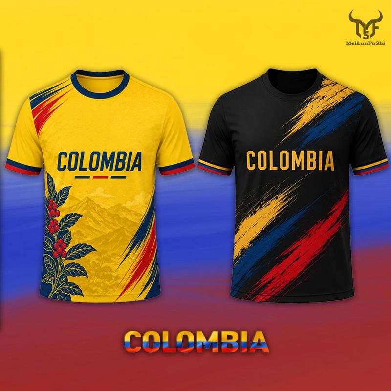 Áo thun in 3D hình cờ Colombia, áo thể thao mùa hè ngoài trời, nhanh khô,…