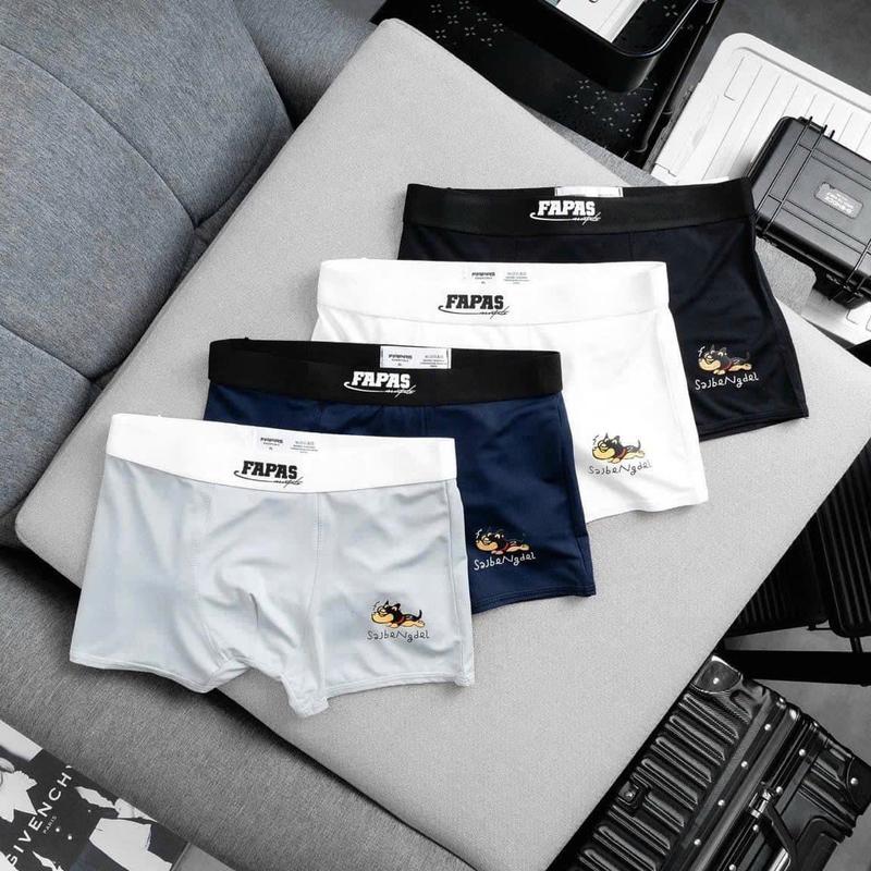 Combo 4 quần sịp nam Boxer quần xì nam vải thun lạnh sịp đùi co dãn mềm mát đồ lót kháng khuẩn Quần Boxer Nam  IN HÌNH CÚN Menswear ( Được chọn màu)