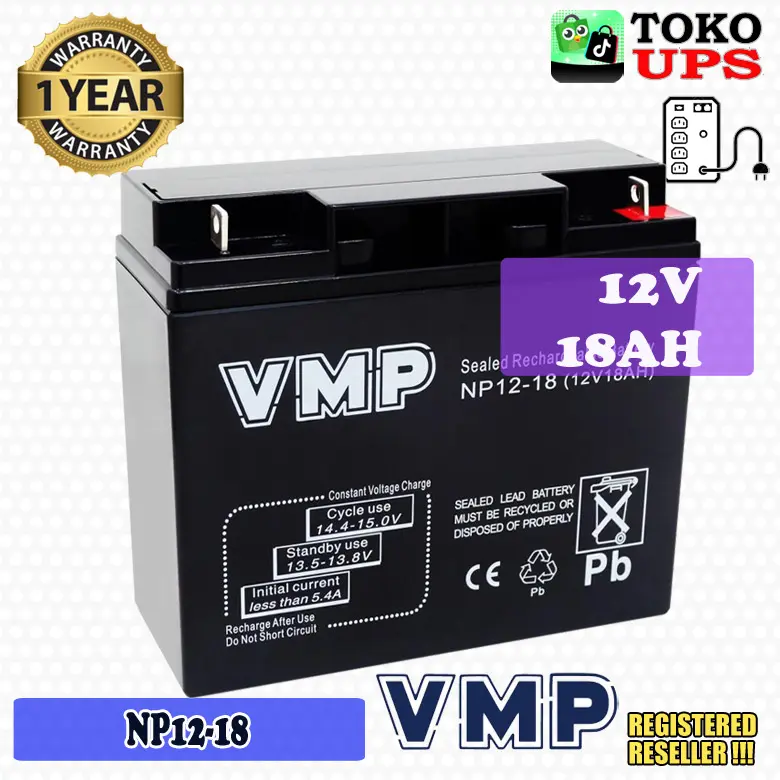 Baterai UPS VMP 12V 18AH VRLA VMP NP12-18 Garansi 1 Tahun