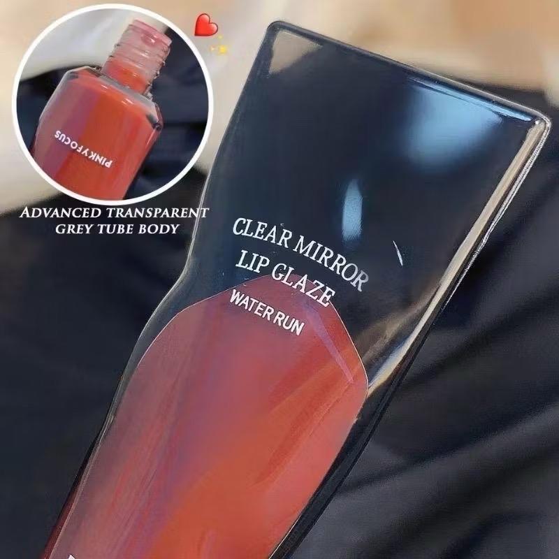 ￼Pinky Focus Clear Mirror Lip Glaze Water Run Lip Oil Lipstick Bibir Basah Gaya Korea Waterproof Dark Girl Gloss Cherry Ginger Watery Berry Kosmetik 1