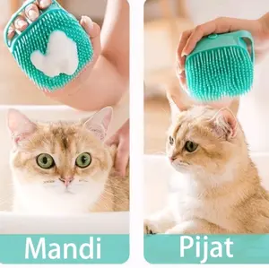 Sikat Mandi Kucing Silikon Dengan Bentuk Sisir dan Tempat Sabun