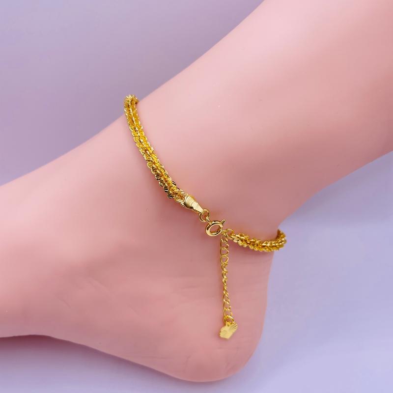  Lắc chân titan hoa mai chạm xéo Vòng đeo chân chất liệu titan màu vàng không phai không rỉ sét trangsucmoiluatuoi.RIN 