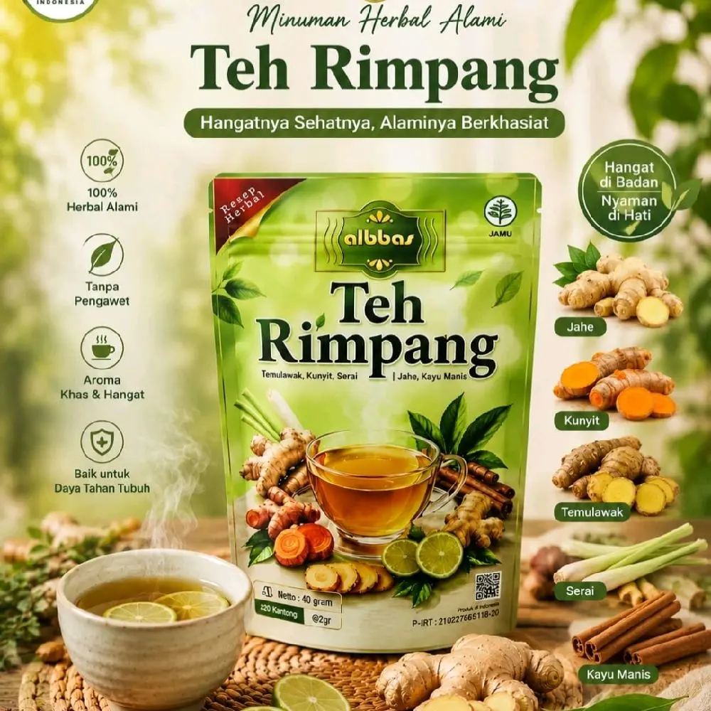 Rimpang Tea Bag isi 20 Resep JSR Minuman Rempah Sereh Jahe Lengkuas dan Kunyit  Paket Sehat Herbal Green