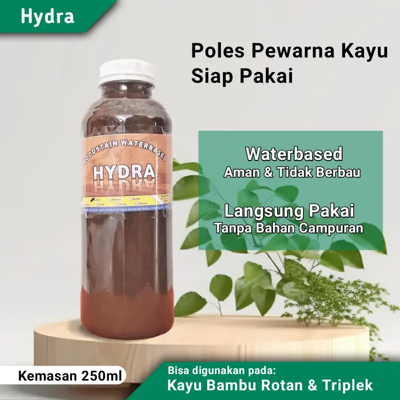 Poles Pewarna Kayu Siap Pakai Cat Plitur Kayu Murah 250ml Politur Waterbased 0