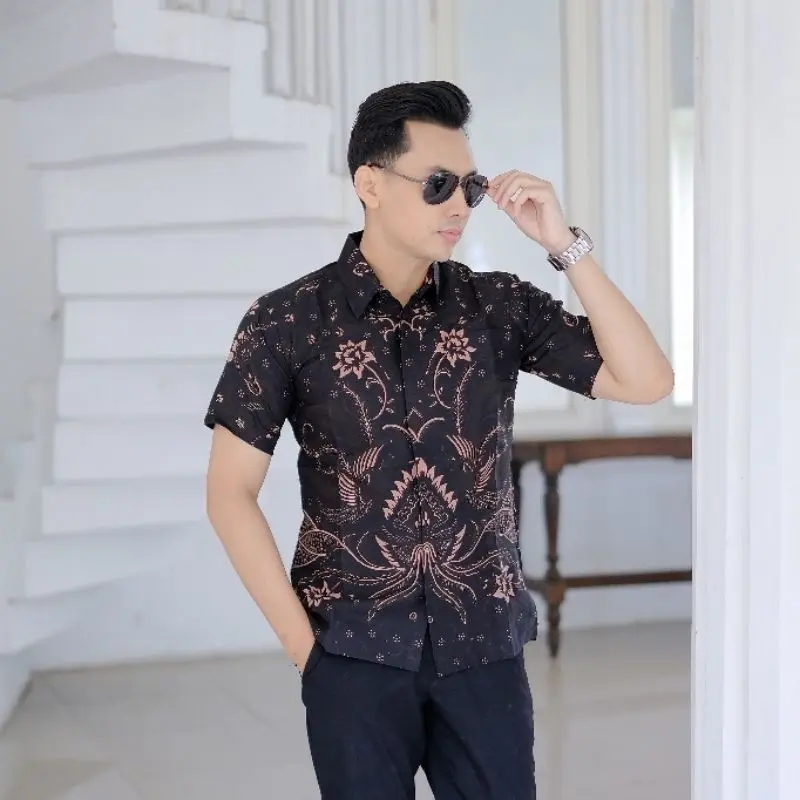 Sentani Baju Batik Pria Lengan Pendek Lapis Furing Premium Modern