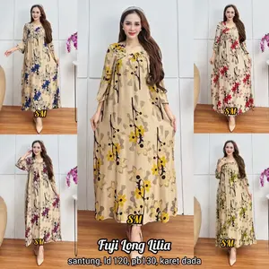 Daster Fuji Panjang Motif Bunga Lilia