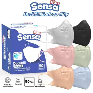 MASKER DUCKBILL EARLOOP SENSA PLUS 4PLY 1BOX 50 PCS MURAH PART 2