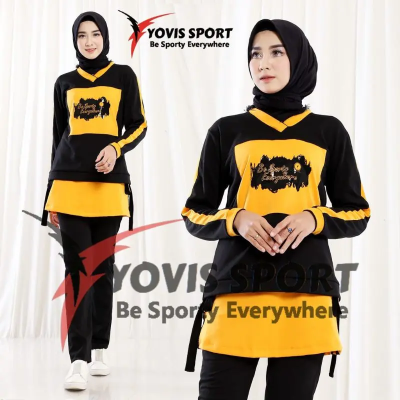 Setelan Senam Joger Wanita Sablon Yovis Sport Original 6
