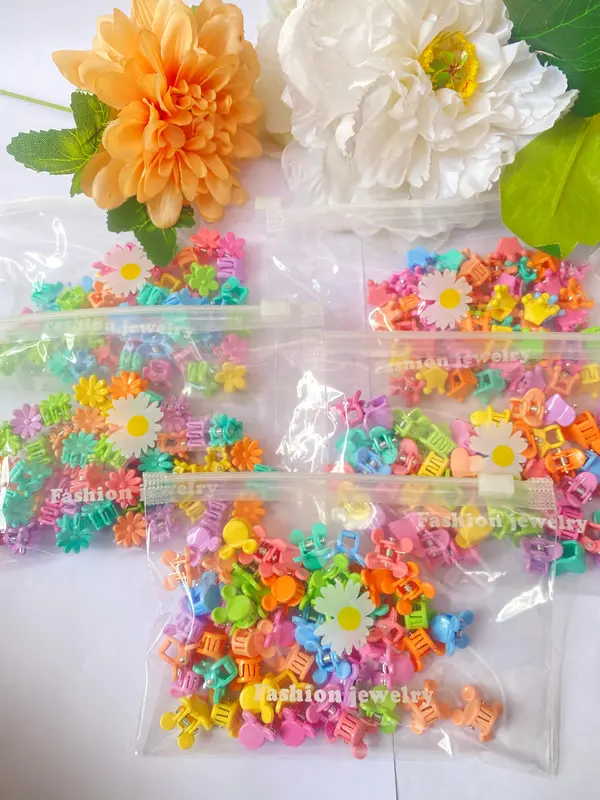 MJ-50PCS FREE POUCH JEPITAN JEPIT RAMBUT KECIL BENTUK BUNGA - AKSESORIS JEPIT RAMBUT ANAK 7