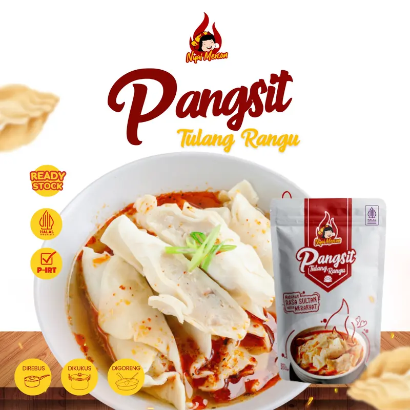 Paket Beli 3 Dapat 6 (Pangsit Rangu, Pangsit Keju, Mie Jebew + 3 Free Kripik Pangsit) Nyai Mercon Makanan Instan 1