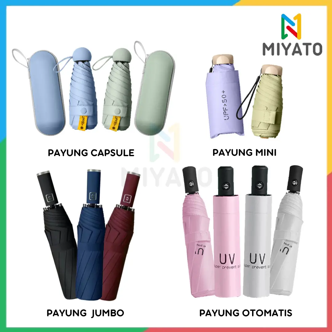 Payung Lipat Anti UV UPF 50+ / Payung Manual Buka Tutup / Payung Mini Anti Sinar Matahari & Hujan / Payung Lipat Otomatis Besi