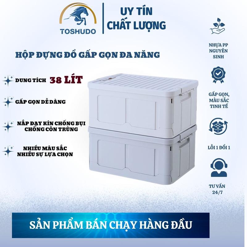 Thùng Nhựa Đựng Đồ Gấp Gọn Tiện Lợi Hộp Đựng Quần Áo Sách vở Đồ Chơi With Lid Có thể gập lại