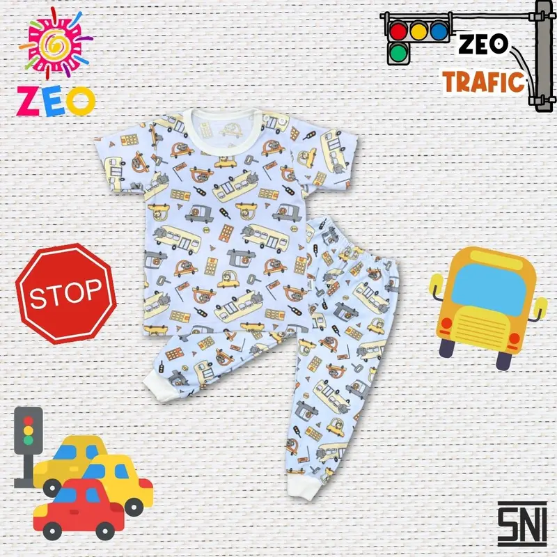 ZeoBabyKids Piyama Lengan Pendek Anak Dan Bayi 1 - 4 Tahun Bahan Katun Laki-Laki Cotton Newborn Kancing PPD 5