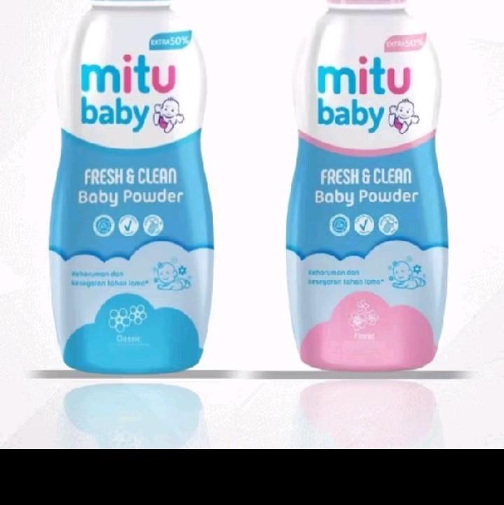 bundling 2pcs mitu baby powder fresh&clean jumbo 150 gr. 1