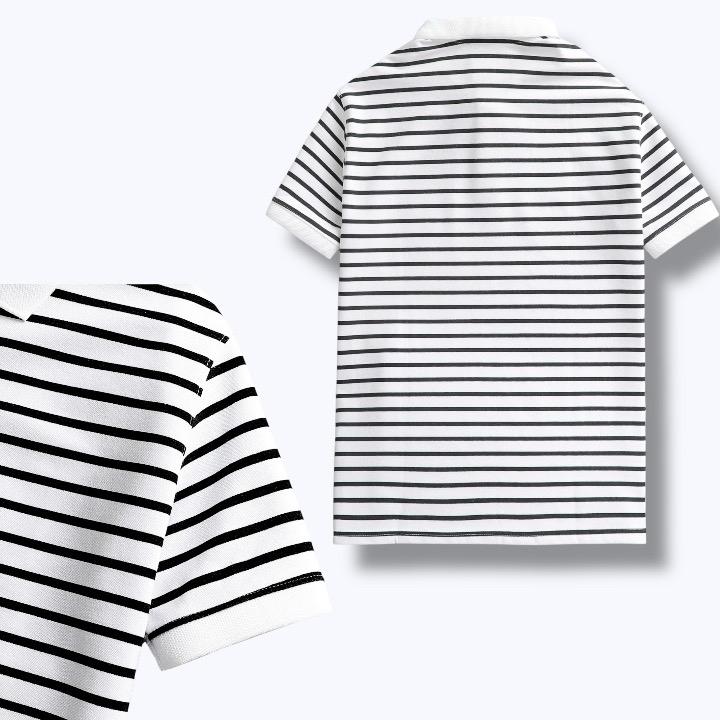 Áo Thun Polo Nam SangStyles Cổ Ngắn Tay Kẻ Sọc Ngang Chất Vải Cotton Dầy Mềm Menswear Shirt 5
