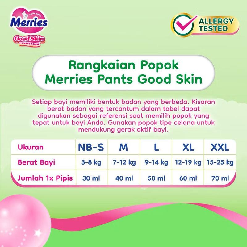 Merries Good Skin Pants Popok Bayi NB-S 40 (3-8kg) | Isi 40 Pcs | Anti Alergi 5