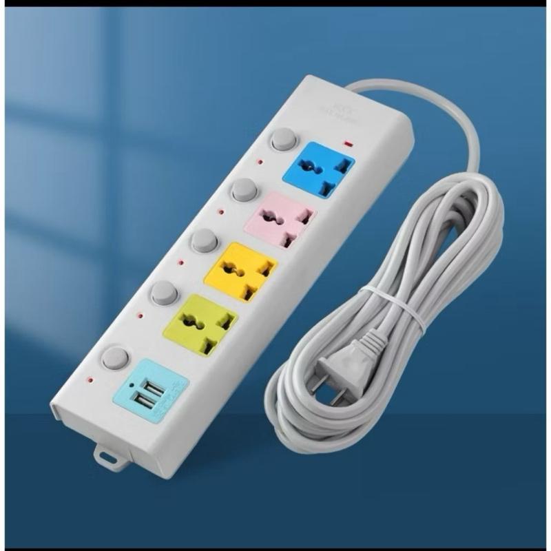 Ổ điện USB đa năng cao cấp chống giật dây dài 3m 2 cổng USB công tắc