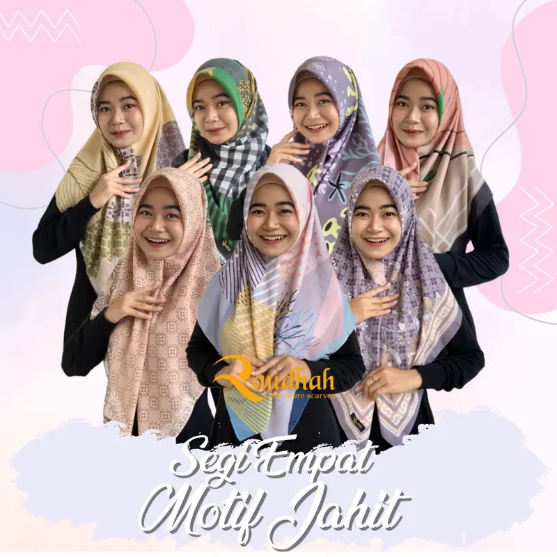 Segiempat Motif Jait Voal Premium By Zyza Raudhah Scarf 0