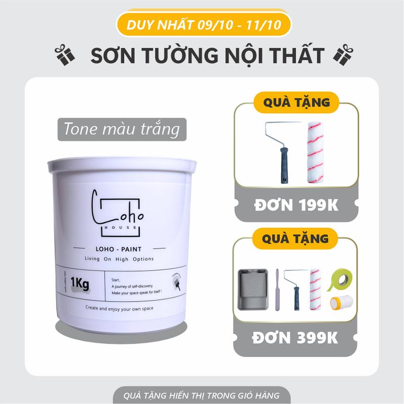 Sơn tường tone màu trắng | Lon 1kg - Sơn nước nội thất cao cấp Loho-paint với các tone màu trắng