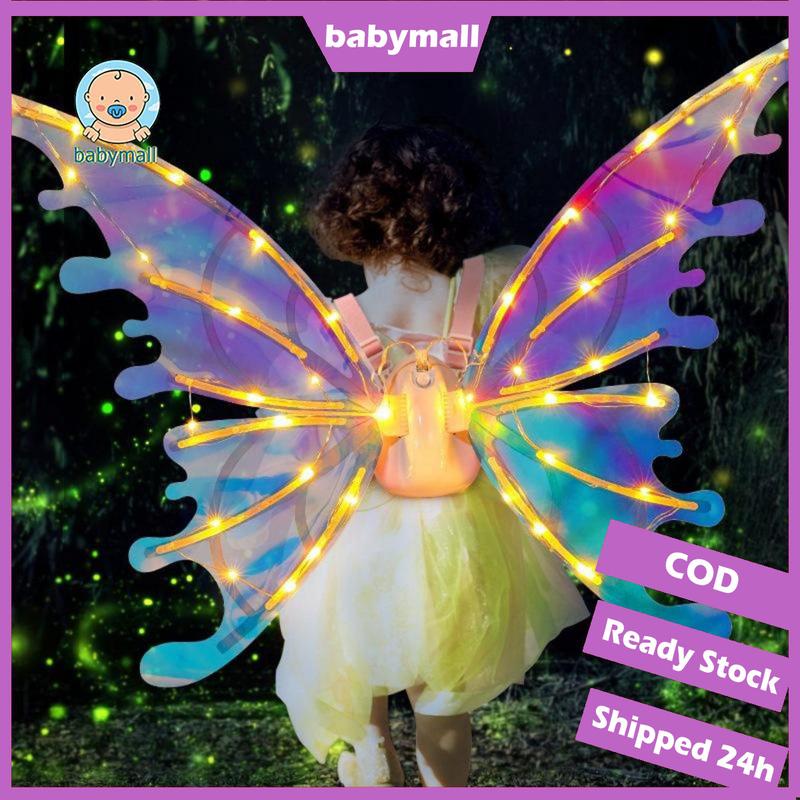 【24H+COD】Children's Electronic Butterfly LED Simulation Angel Wings Feather Fairy Wings Glowing Toy/Fairy Clothing/Angel Fairy Wings Angel Butterfly Wings Costume Fashion 1