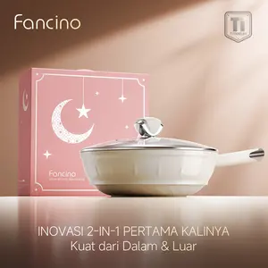 [READY]Fancino Wajan Harmoni Luna - Panci, Kuali, Penggorengan & Kukusan Anti Lengket 30cm, Dalam Titanium Sehat, Luar Keramik Kuat