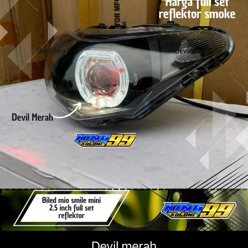 reflektor lampu depan y-mio new smile sporty plus billed proji ala ala 2,5 inci variasi warna devil Motorcycle 2