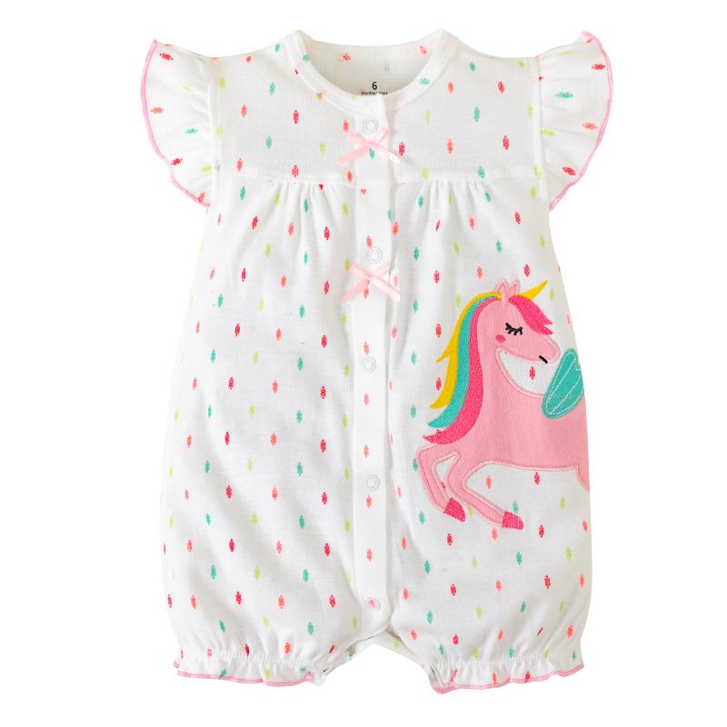 Bayi Perempuan Romper Katun Lengan Pendek Kancing Bayi Bodysuit Pakaian Anak-Anak Musim Panas 1