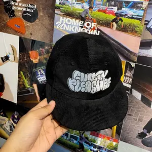 PROMO 80 % - Topi Pria Rope hat Corduroy Nino Grafitty Full Black Thisplan