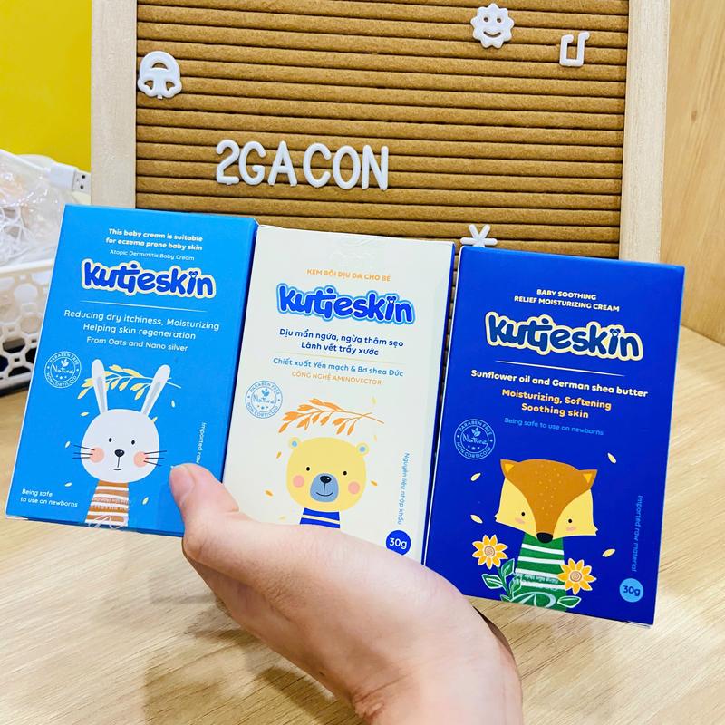 (Chính hãng) Kem dưỡng ẩm, kem bôi chàm sữa, kem hăm KUTIESKIN 30gr. An toàn, dịu nhẹ cho làn da của bé
