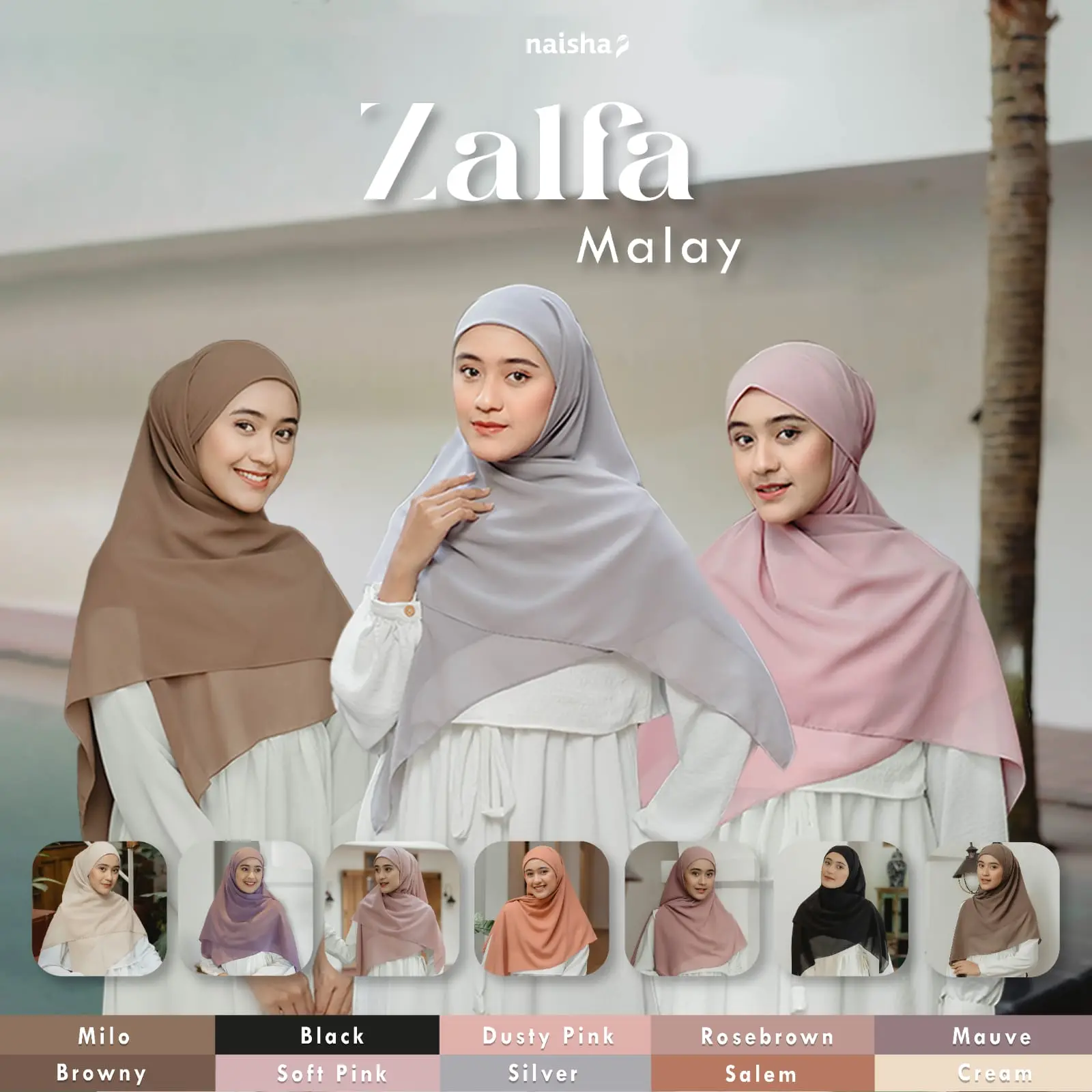 Zalfa Malay Ceruti Ultrafine Kerudung Ceruty Segi Empat Syari Brown Cantik