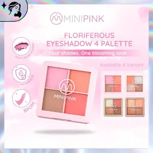 MINIPINK Floriferous Eyeshadow Palette 4 Warna Matte Glitter Free Kuas Waterproof MP014