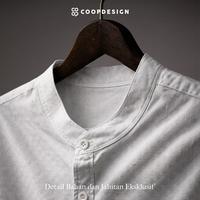 Gambar Coop Design - Aufar Koko Textured Cotton Premium Lengan Pendek Pria Muslim Kerah Shanghai Polos Kasual - Black, M dari Coop Design Kota Bandung 3 Tokopedia