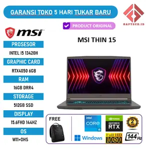 MSI THIN 15 I5 13420H RTX4050 6GB/ 16GB 512GB Windows 11 15.6 Full HD 144HZ BLIT