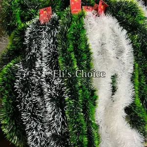[2 METER] SLINGER NATAL HIASAN DEKORASI SLINGER TINSEL POHON NATAL HIJAU PUTIH SALJU MERRY CHRISTMAS