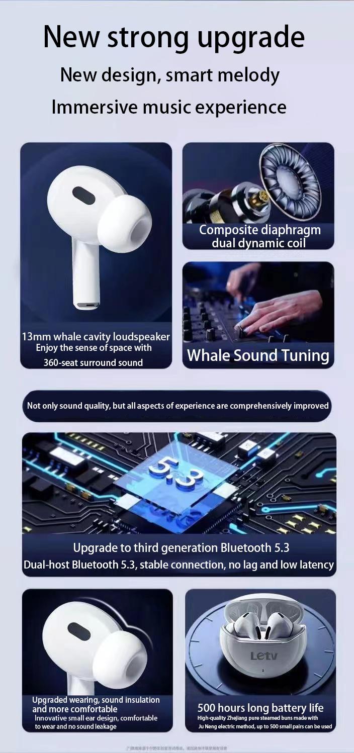 Product Introduction of [Free game finger cot + cute sticker]Lenovo ht-38pro Bluetooth headset 7th generation high-quality noise-cancelling semi-in-ear 8 hours long battery life, popular HIFI sound quality suitable for every mobile phone in-ear Audio Earbud Electronic 6