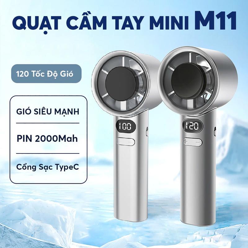 Quạt Cầm Tay M11 Tích Điện Mini 120 Tốc Độ Gió, Nhỏ Gọn, Dễ Mang Theo, Turbo Phản Lực