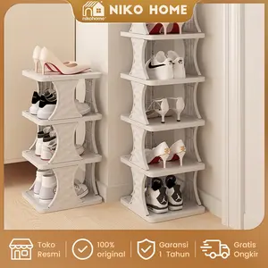 Niko Home Rak Sepatu Plastik 6 Susun Penyimpanan Fungsional Mudah Dibersihkan Bahan Plastik PPU untuk Rumah