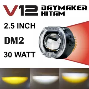Lampu Utama V12 DM2 Daymaker Hitam 2.5 Inch BiLED Ala Projie Projector Black Mobil Motor Car Kabel