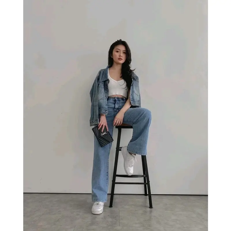 Celana Highweis Kulot Lose jeans //Celana Kulot cewek hightweist Lose jeans wanita Korea Panjang Nyaman Bawahan Waist Formal Loose Boyfriend Hitam Stretch 1