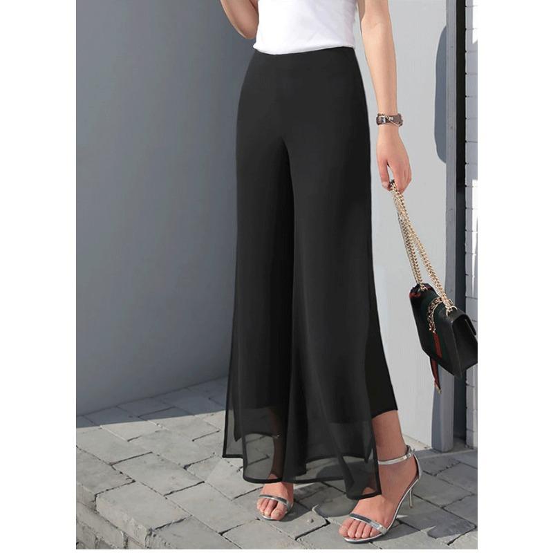 Quần Voan Mỏng Cạp Cao, Thời Trang ZANA, Quần Ống Rộng, Phong Cách Thanh Lịch, Dáng Rộng Vừa Vặn, Quần Dài Cạp Cao, Quần Ống Rộng, Có Xẻ Bên, Quần Palazzo Thường Ngày Quần Ống Rộng, Có Các Cỡ M, L, XL, 2XL, 3XL, 4XL. 6