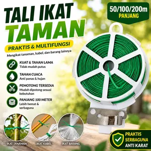 Tali Ikat Putar Berkebun Gulungan Tahan Lama Tali Ikat Kabel Taman dengan Pisau Pemotong 50/100/200M