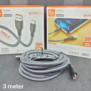 Kabel Data 3 Meter 120W 6A Micro USB Fast Charging Cable 300Cm Fast Data