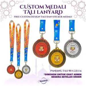 Medali Resin Custom Tali Lanyard Bebas Design Sticker Medali Dan Tali Bahan Resin Emas Perak Perunggu